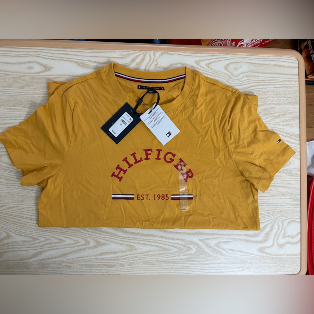 Tommy Hilfiger Golden Yellow Tee with Red Accents